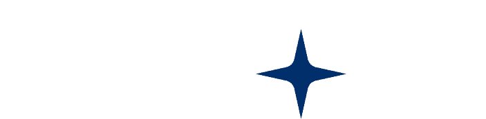 Clendo logo with white font and blue sparkle